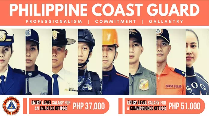 PCG Hiring: 5,500 Officers - Commissioned Officer: ₱51,000 and Elisted Personnel: ₱37,000