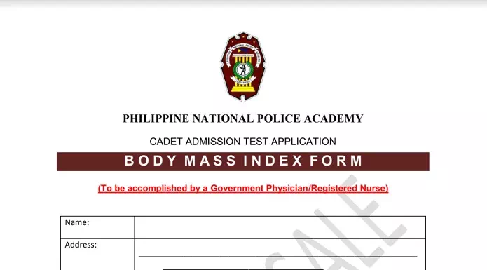 PNPA BMI Form - Cadet Admission Test Application